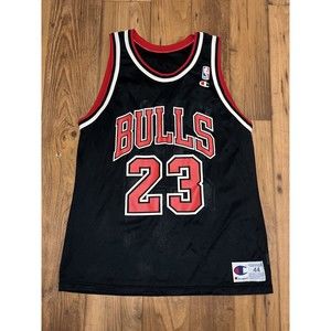 Vintage 1990’s Champion Michael Jordan Jersey Chicago Bulls NBA Size 44 Black